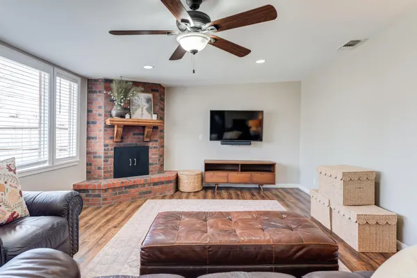 a bedroom with a bed and furniture