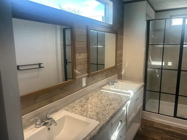 a bathroom with a shower