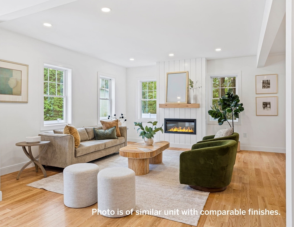 75 Franklin Street, Unit 1 Arlington, MA 02474 - Photo 5 of 36 a living room with furniture potted plant and a fireplace