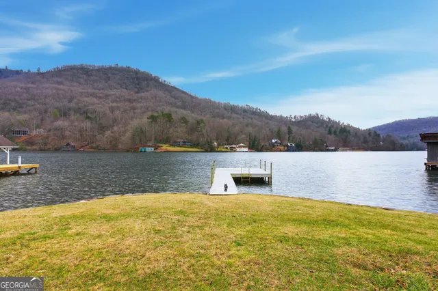 a view of lake with mountain