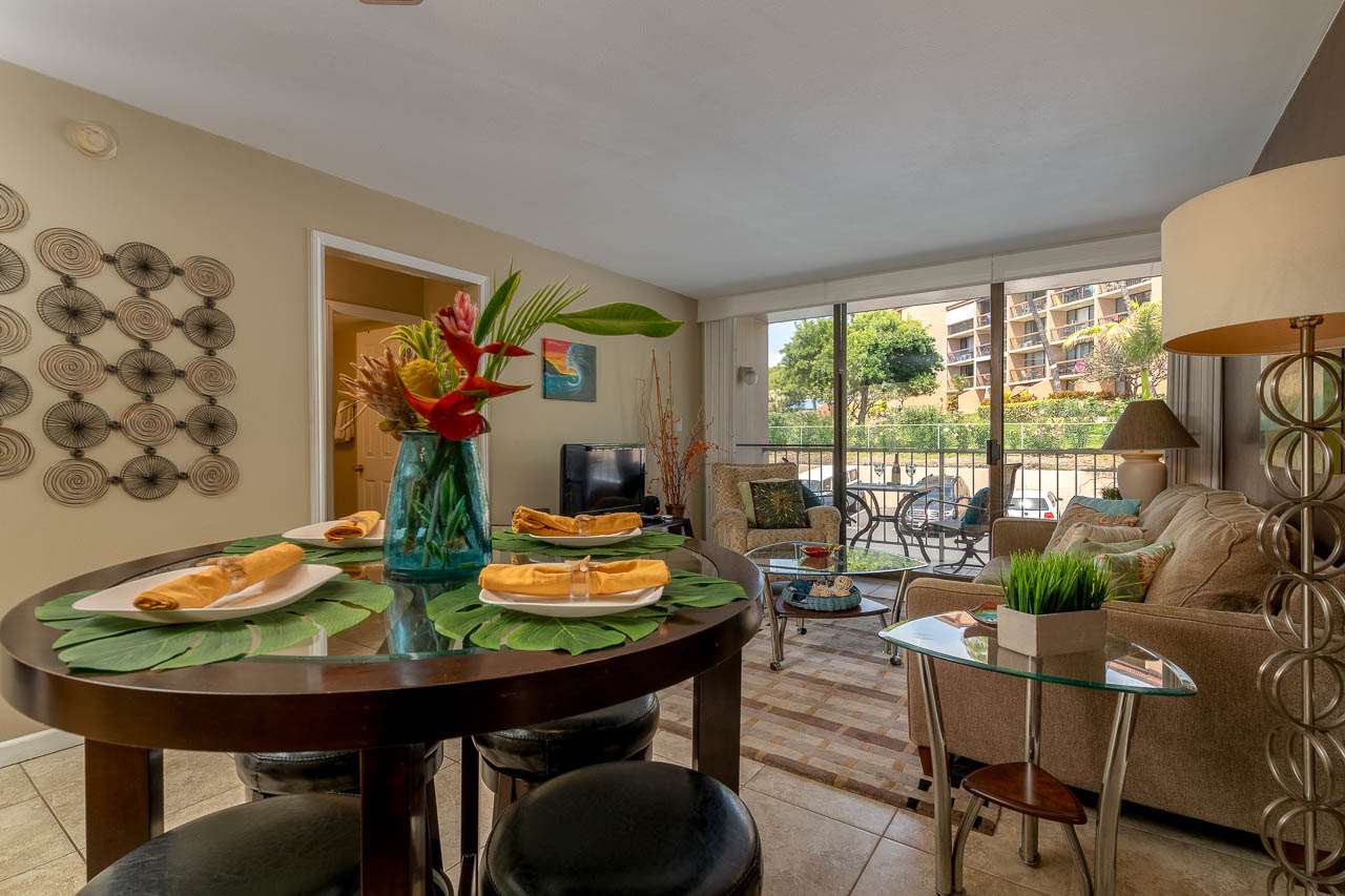 2219 South Kihei Road, Unit B216 Kihei, HI 96753 - Photo 6 of 29 a view of a dining room with furniture window and outside view