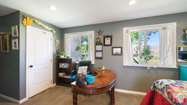 180 North State Street Sigurd, UT 84657 - Photo 31 of 32 Carpeted bedroom featuring multiple windows, recessed lighting, and an office area