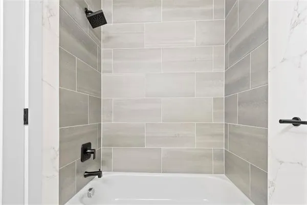 a bathroom with a bathtub