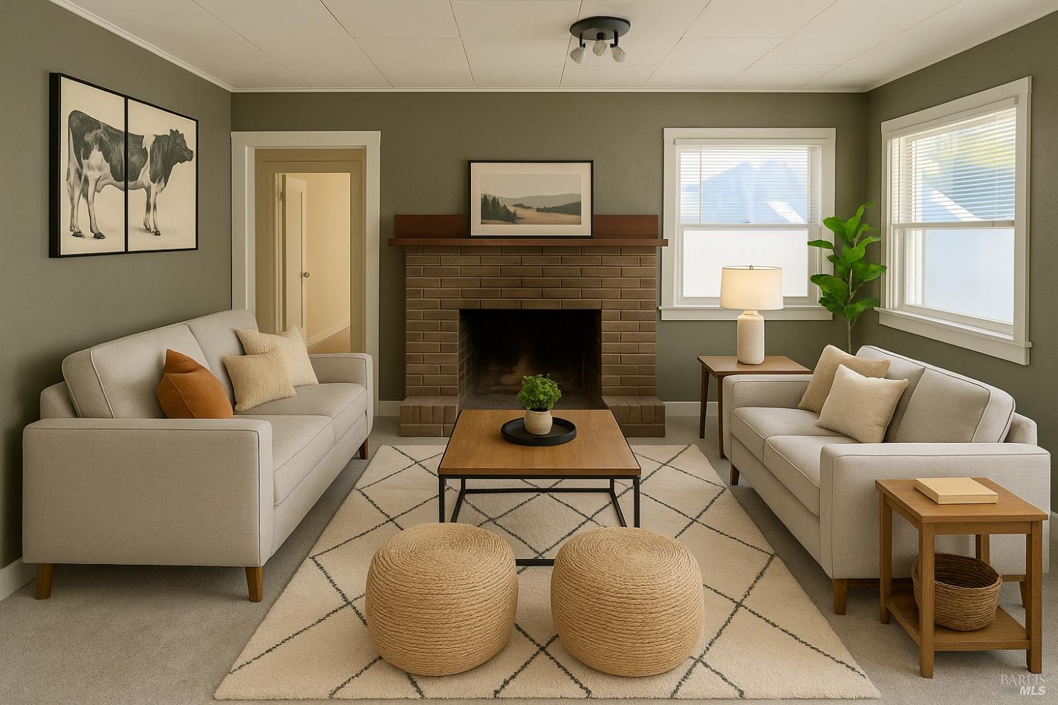 829 Hunt Avenue, Unit A St. Helena, CA 94574 - Photo 2 of 13 a living room with furniture and a fireplace