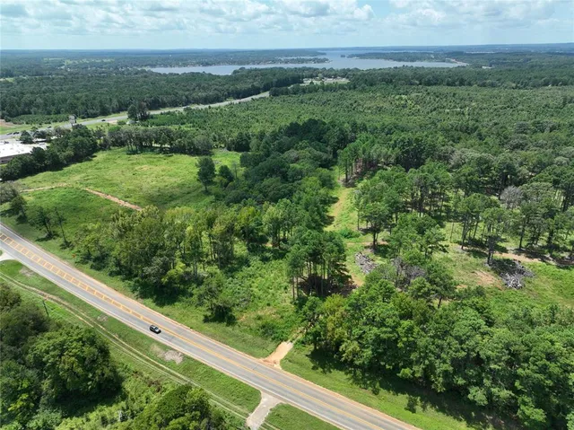 a view of a green field with lots of bushes