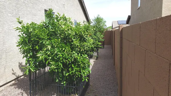 a backyard of a house with lots of green space