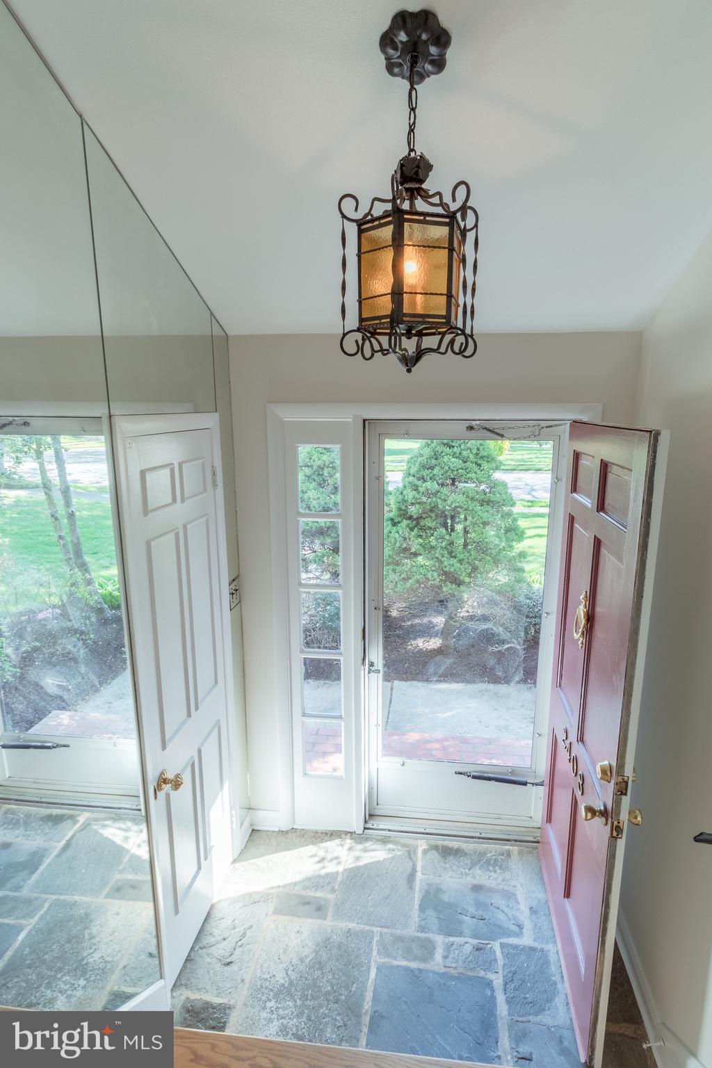 Entry foyer with slate floor