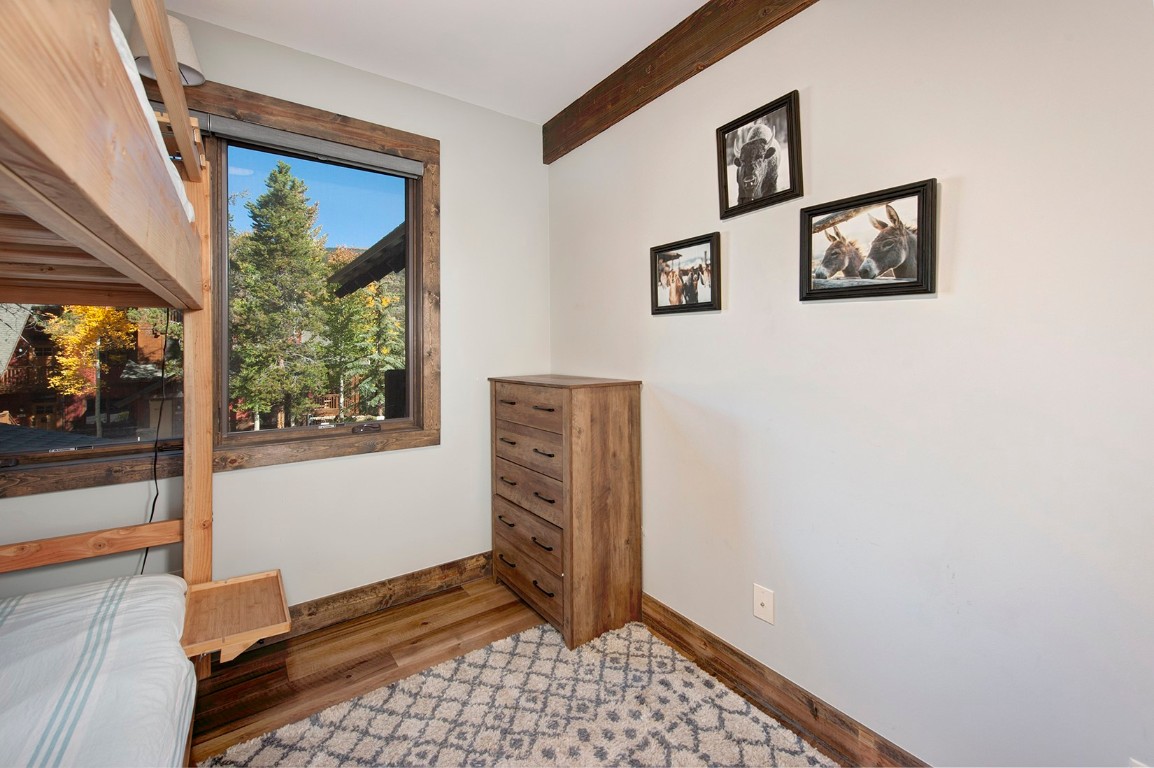 102 Lake Ridge Circle, Unit 1891 Keystone, CO 80435 - Photo 20 of 34 a view of a hallway with wooden floor and a rug