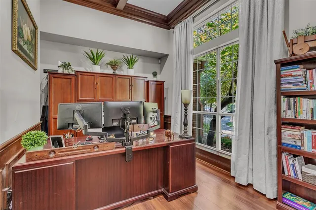 a room with furniture and a book shelf