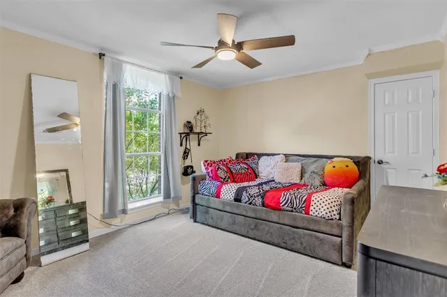 a bedroom with furniture and a window