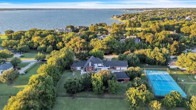 a aerial view of a house with a garden