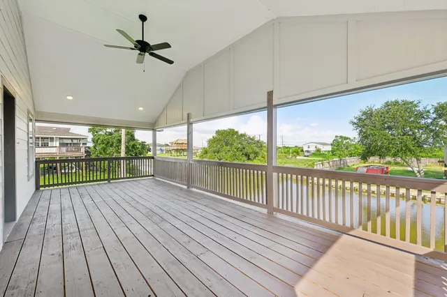 a view of a wooden deck