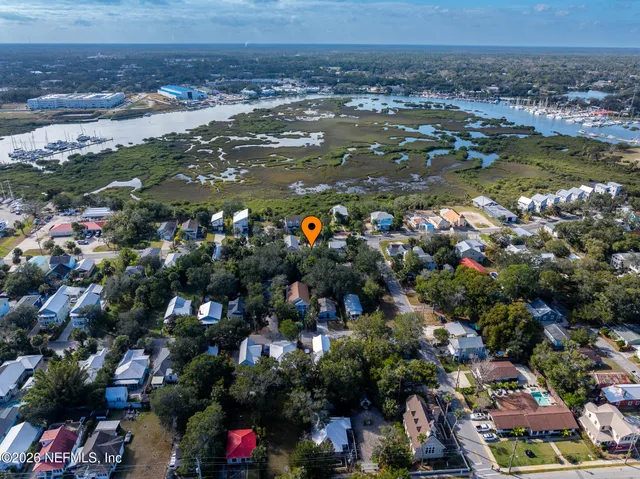 an aerial view of a house