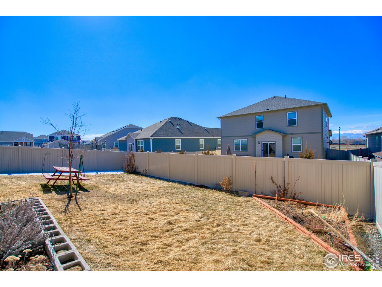 7215 Clarke Drive Frederick, CO 80530 - Photo 18 of 21 Fenced Backyard with Raised Beds