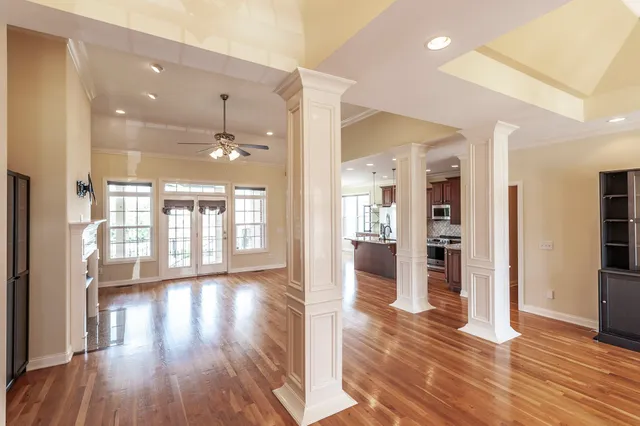 wooden floor and windows in an empty room