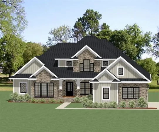 front view of a house with a yard