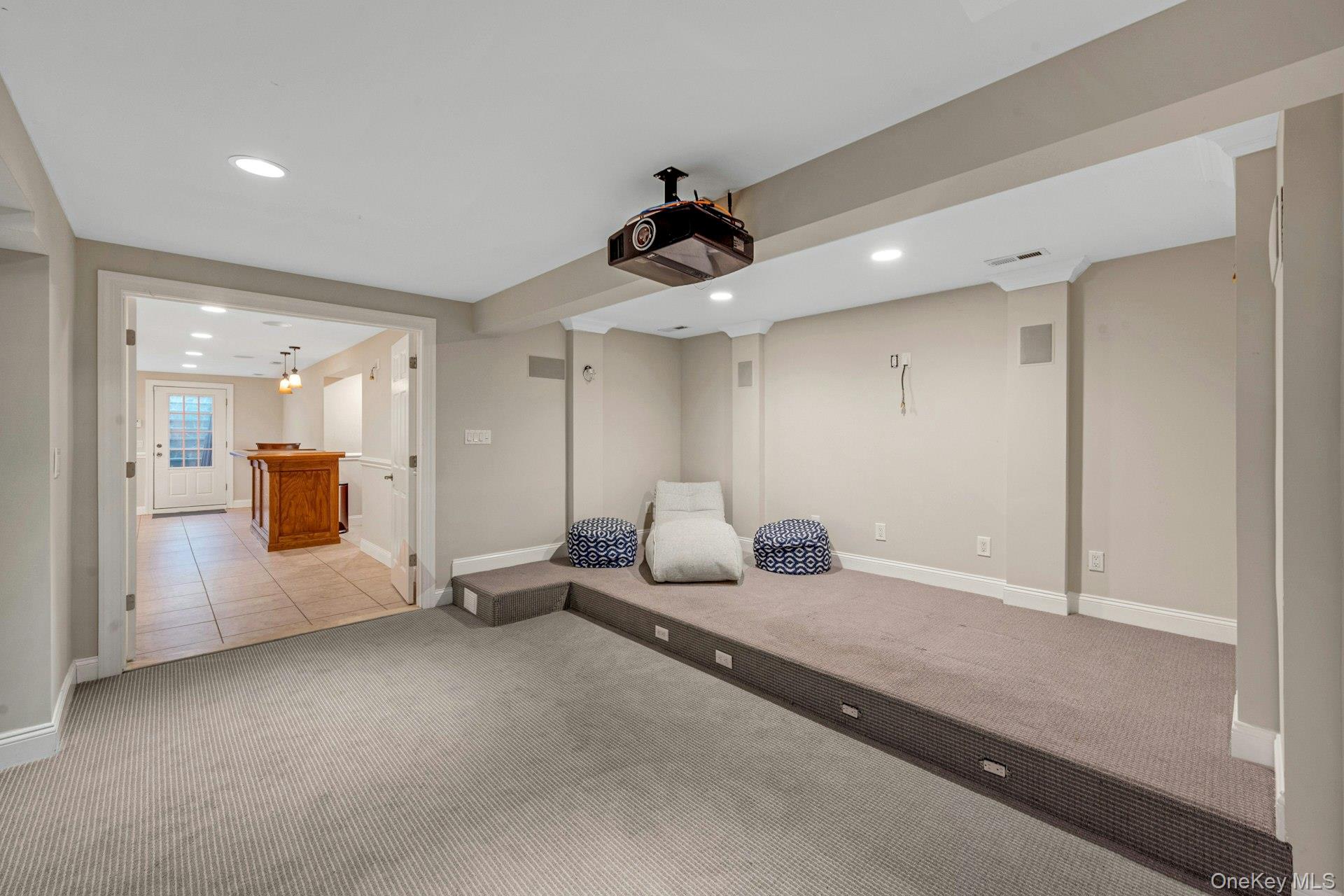 134 Euclid Avenue Ardsley, NY 10502 - Photo 33 of 48 Lower level media room with projector, but can be a gym or other