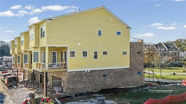 a front view of a building with street view