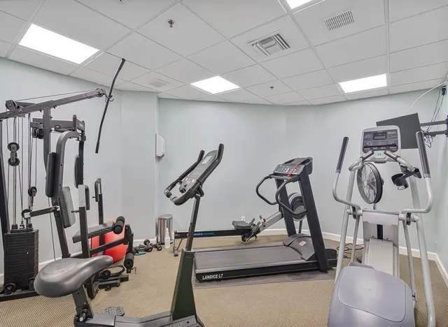a view of a room with gym equipment
