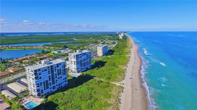 a view of a city and ocean view