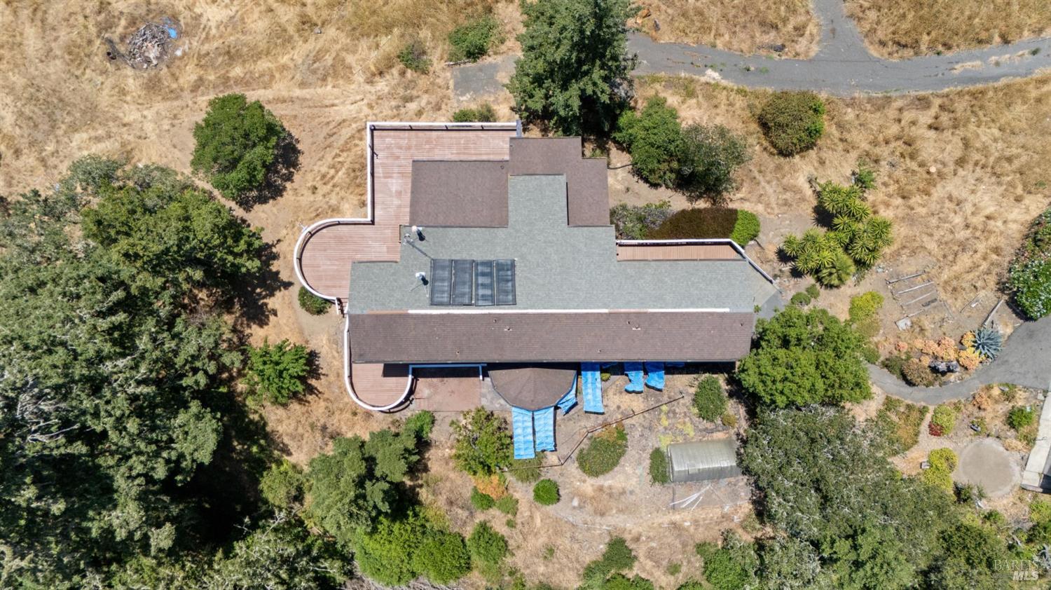 21540 Siri Road Guerneville, CA 95446 - Photo 88 of 99 an aerial view of a house with yard and sitting area