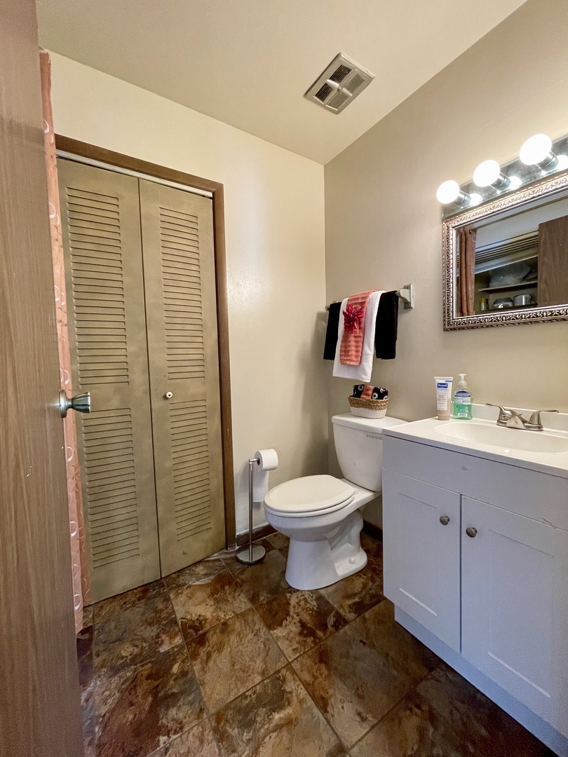 3406 Seine Court Hazel Crest, IL 60429 - Photo 13 of 26 a bathroom with a toilet sink a shower and a mirror