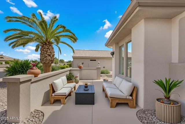 a living room with furniture flowerpot and a potted plant