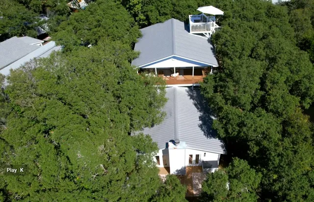 an aerial view of a house