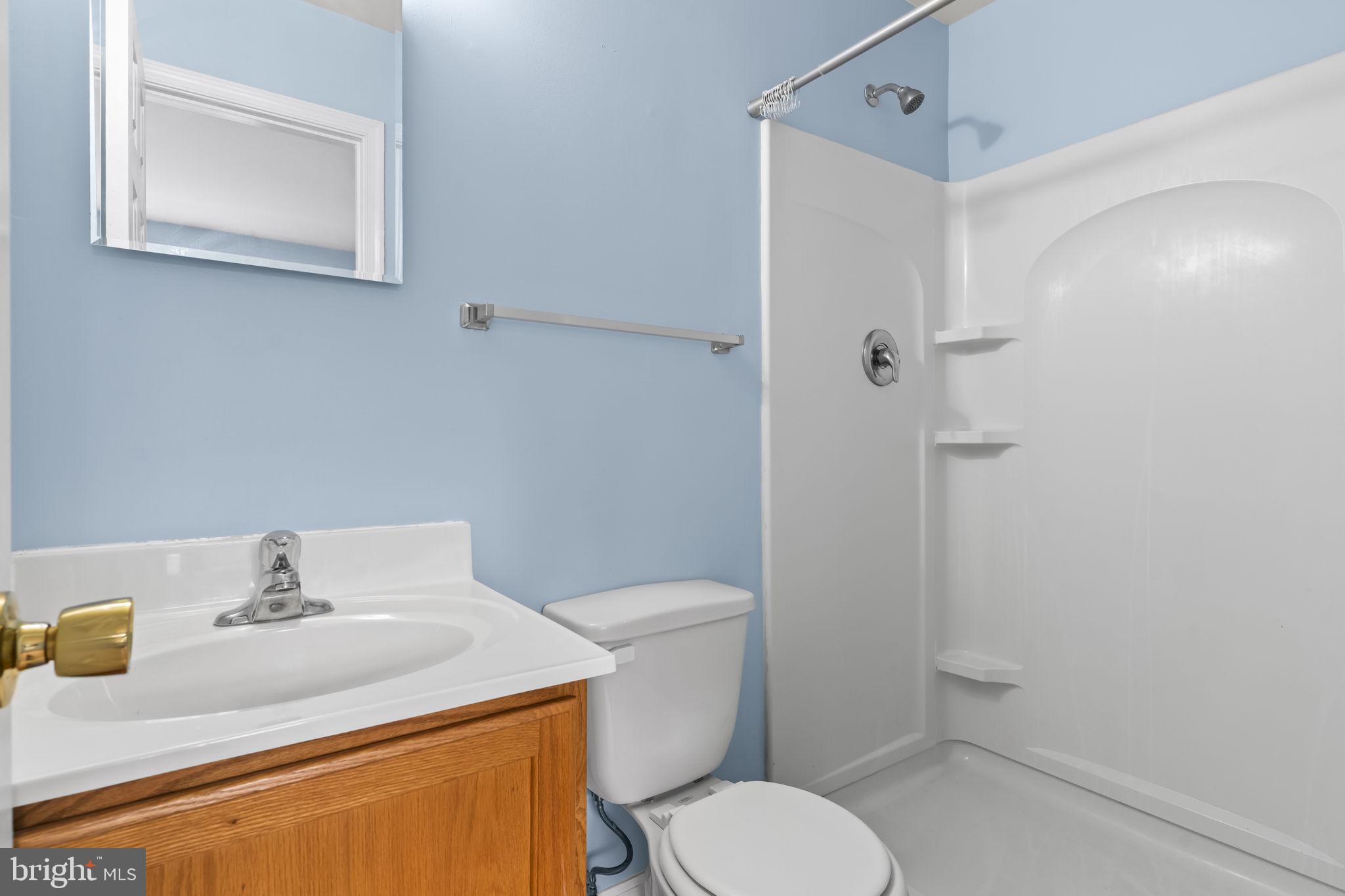 8536 F Street Chesapeake Beach, MD 20732 - Photo 19 of 26 a bathroom with a sink toilet and shower