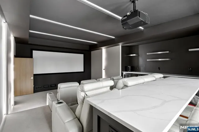 a dining room with furniture