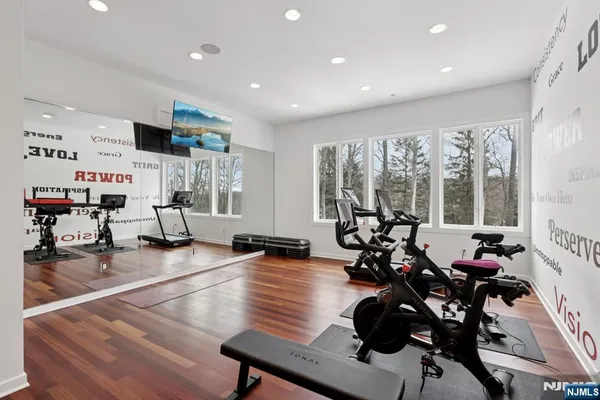 a view of a room with gym equipment