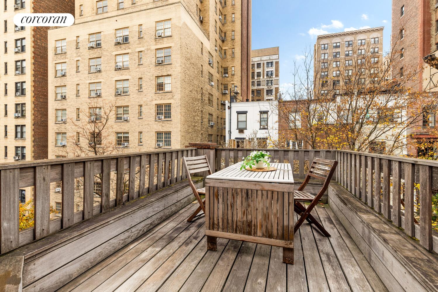 124 West 87th Street Manhattan, NY 10024 - Photo 29 of 37 a balcony with table and chairs