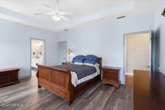 an aerial view of a house with a garden