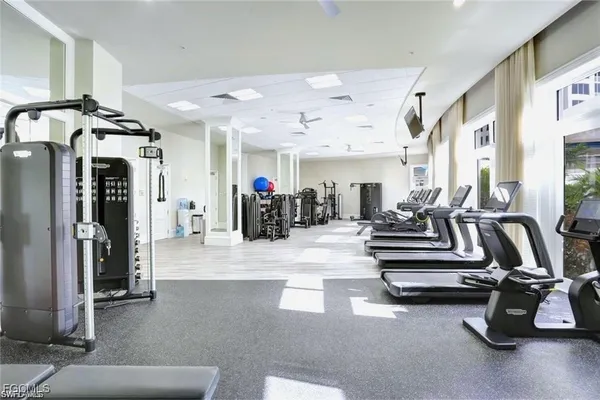 a view of a room with gym equipment