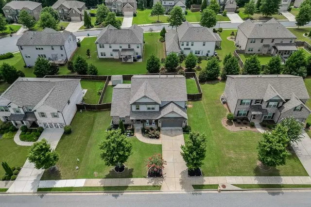 an aerial view of a house