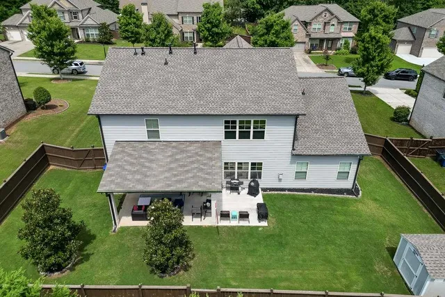 an aerial view of a house