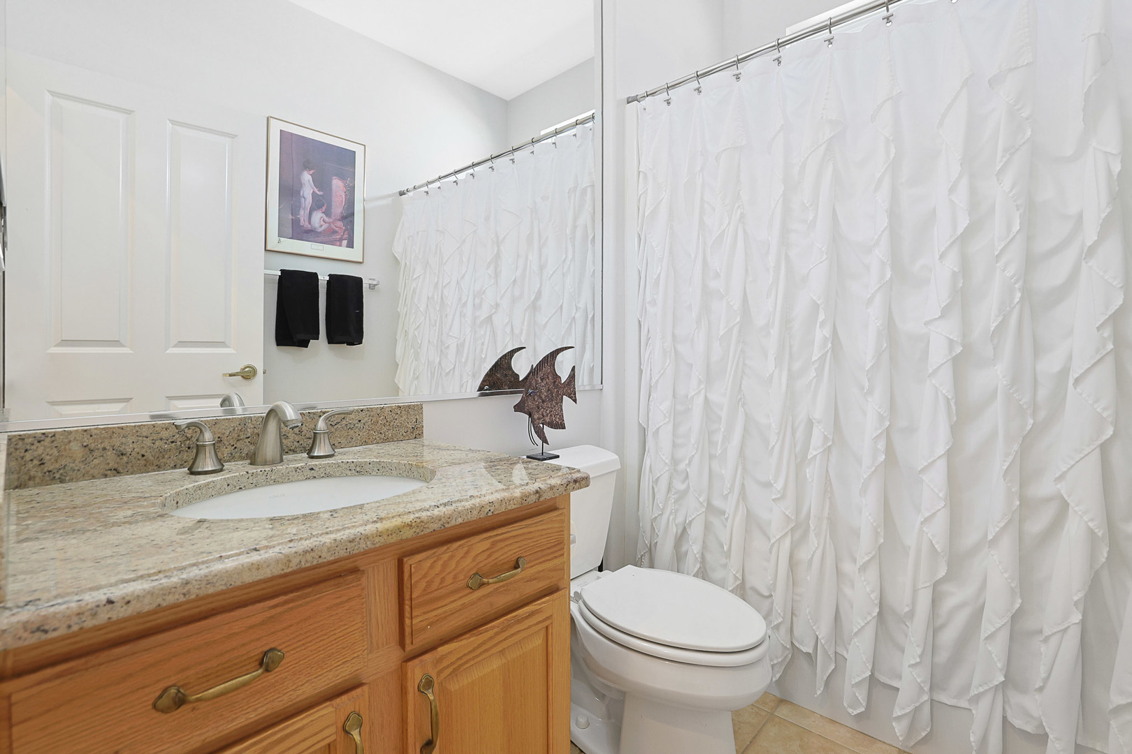 12961 West Bull Ridge Drive Huntley, IL 60142 - Photo 33 of 35 a bathroom with a granite countertop sink and a mirror