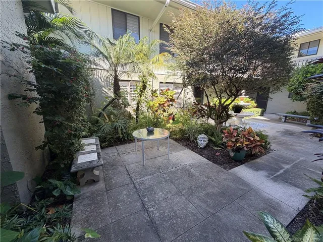 a view of a garden with flowers