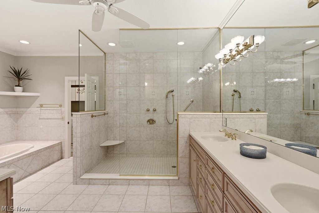 7751 Chagrin Road Chagrin Falls, OH 44023 - Photo 26 of 48 Primary bathroom with double vanity and large walk-in shower