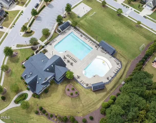 an aerial view of a house