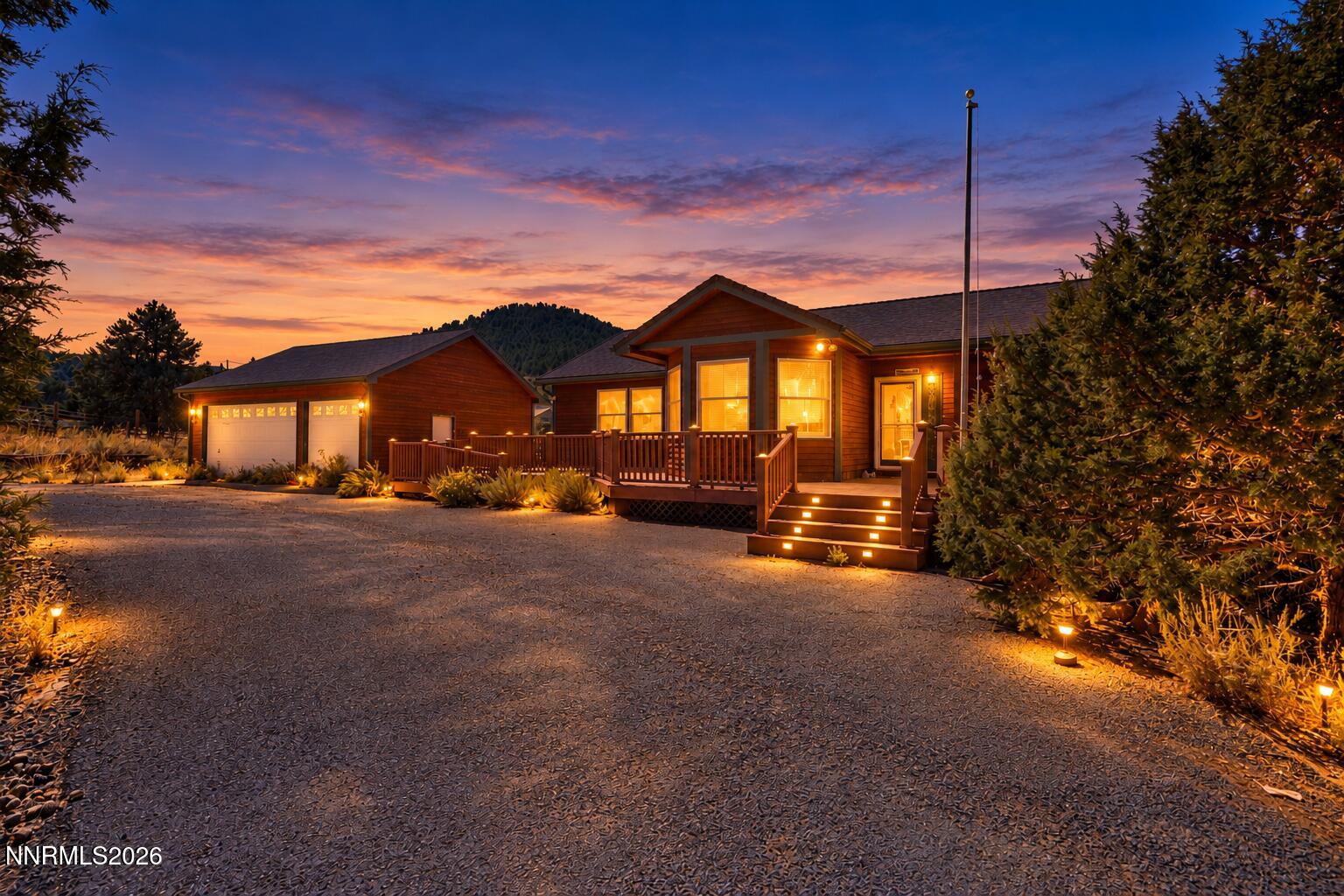 21361 Crestview Road Reno, NV 89521 - Photo 1 of 36 Twilight Exterior Secluded Home