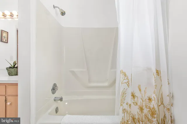 a bathroom with a bathtub