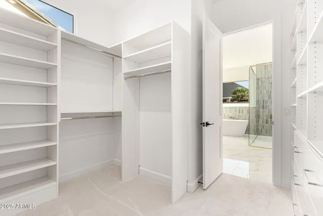 a view of small space with racks on the wall