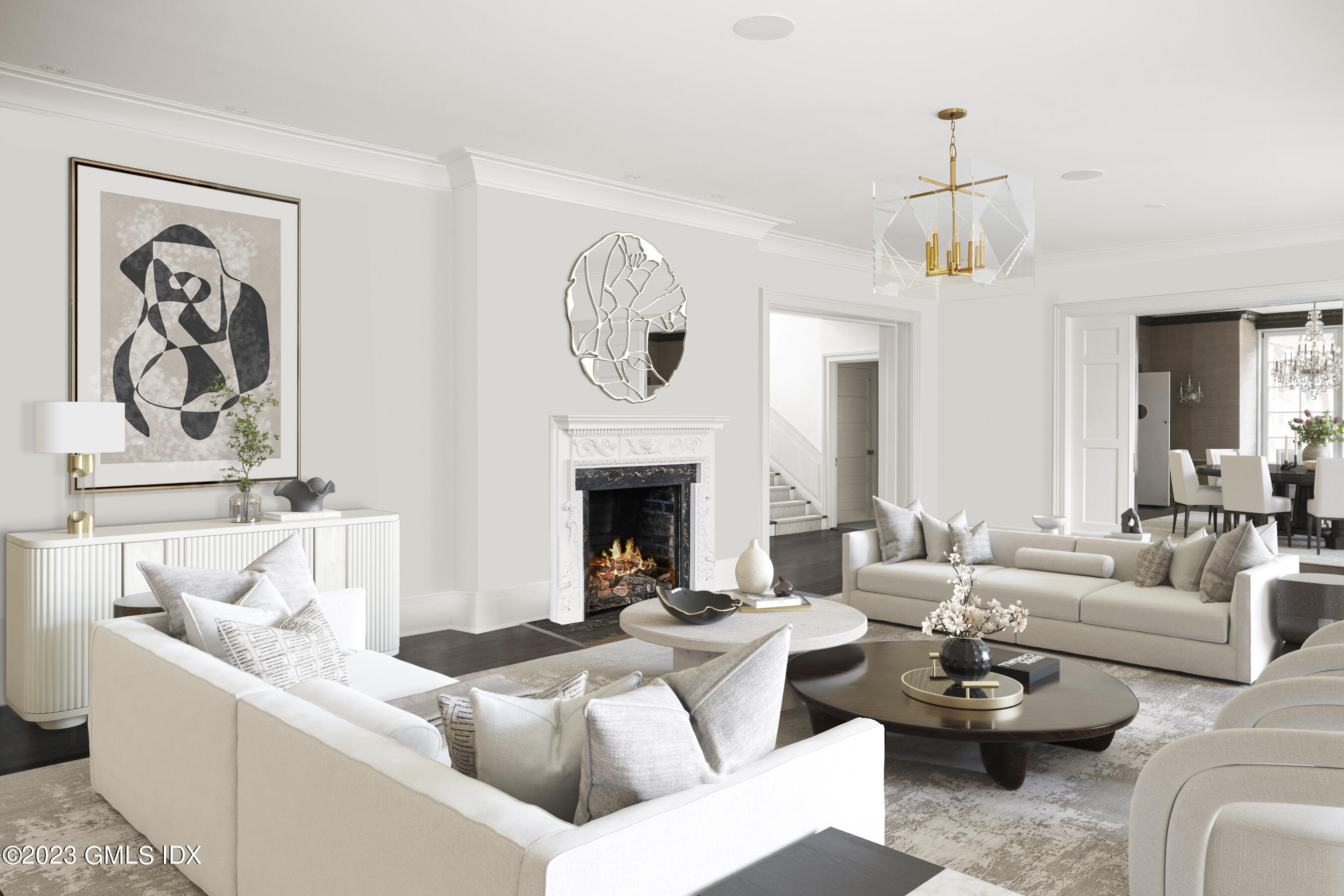 15 Upper Cross Road Greenwich, CT 06831 - Photo 10 of 39 a living room with furniture and a fireplace