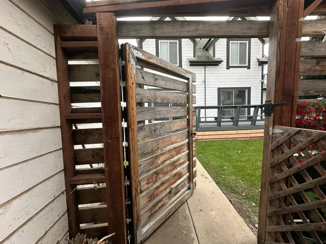 a view of outdoor kitchen from a building