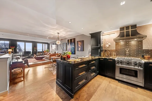 a kitchen with lots of counter top space
