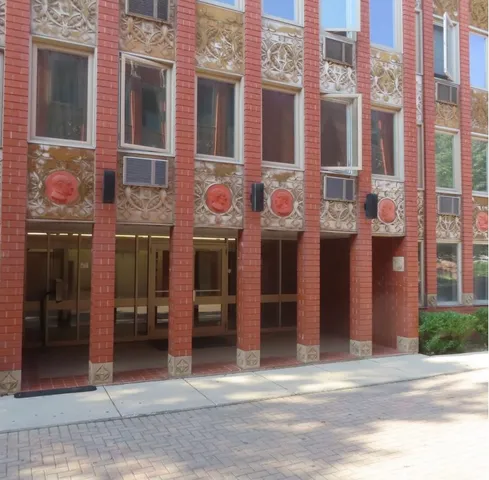 a front view of a multi story building