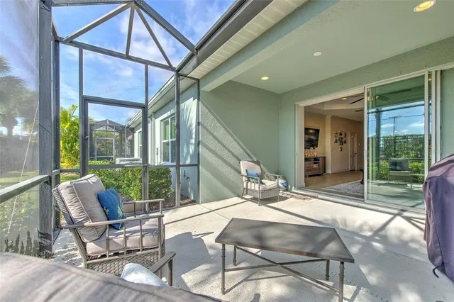 an aerial view of a swimming pool