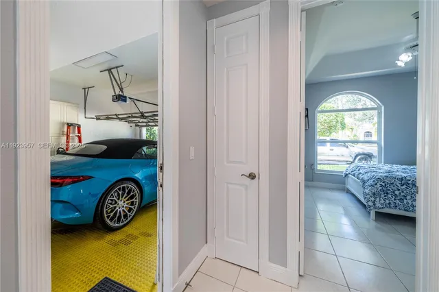 a car parked in a room