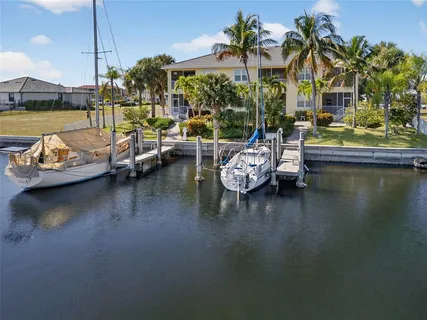 a view of a lake with a city